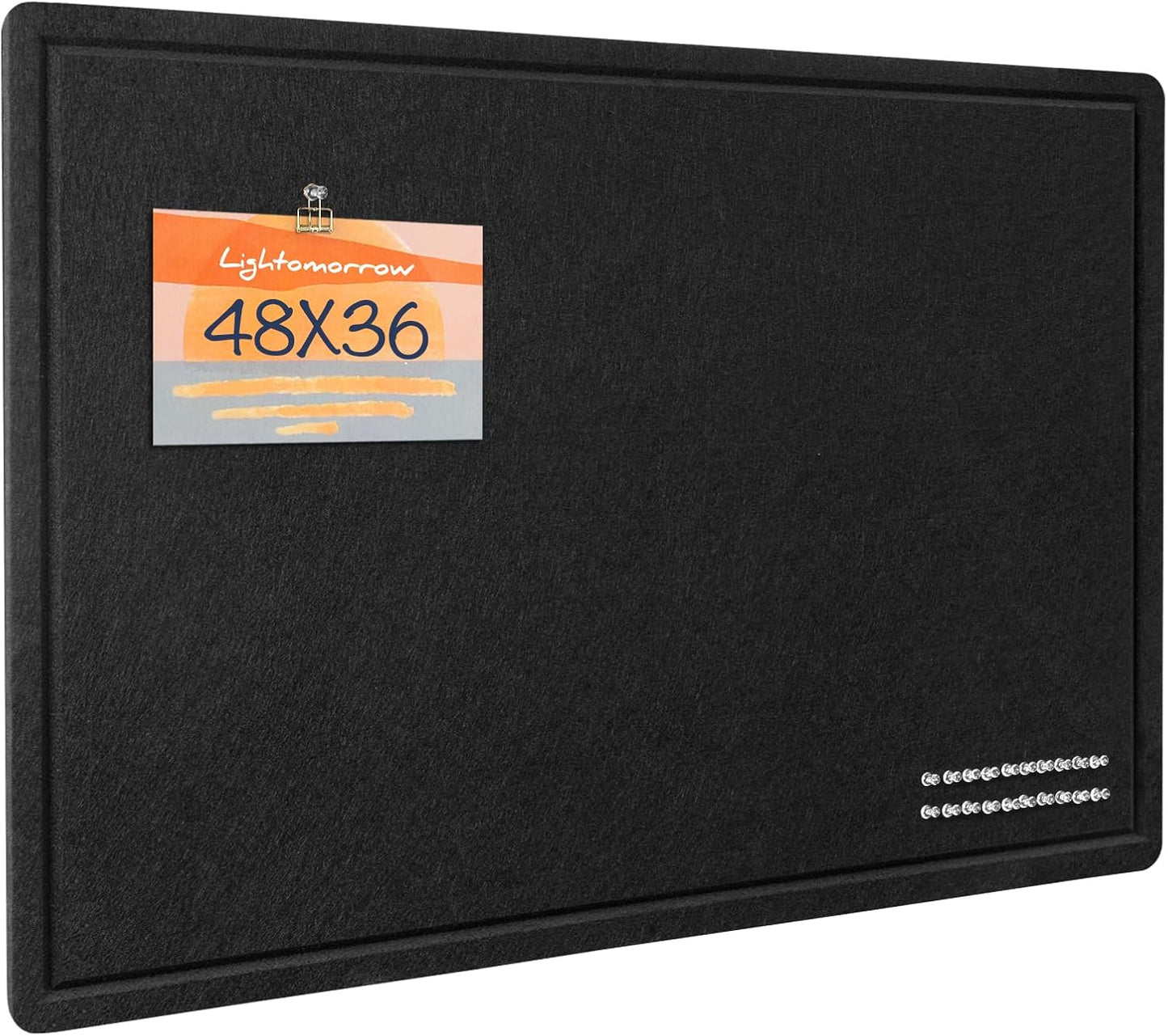 Lightomorrow Bulletin Board, 36 x 24 inches Felt Board - Decorative Pin Board, Cork Board Alternative for Wall, 3' x 2' Foldable Self-Adhesive Vision Board Prayer Board with 20 Pushpins - Black