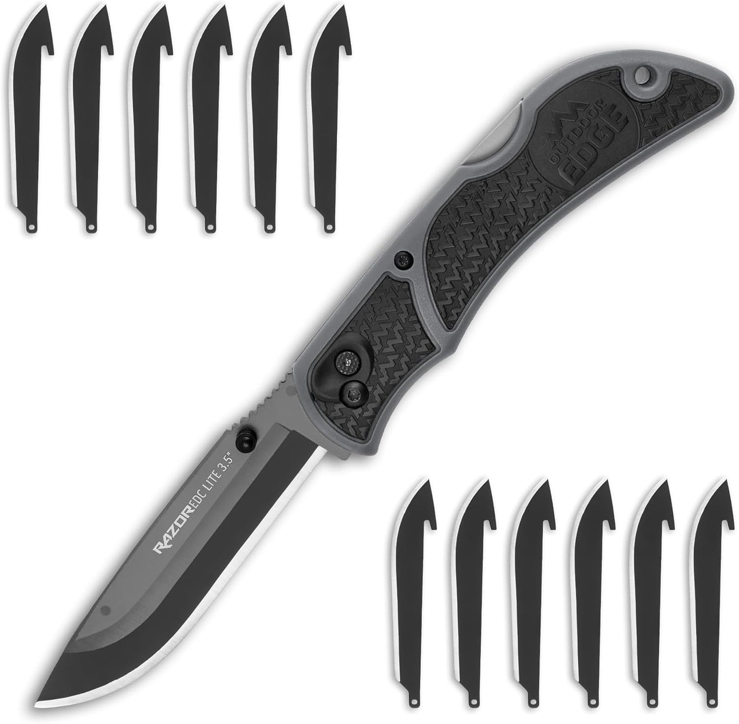 OUTDOOR EDGE 3.5" RazorLite EDC Knife. Pocket Knife with Replaceable Blades and Clip. The Perfect Hunting Blade for Skinning Deer. Blaze Orange with 6 Blades