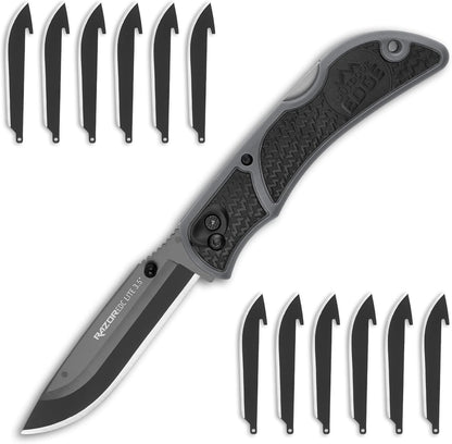 OUTDOOR EDGE 3.5" RazorLite EDC Knife. Pocket Knife with Replaceable Blades and Clip. The Perfect Hunting Blade for Skinning Deer. Blaze Orange with 6 Blades