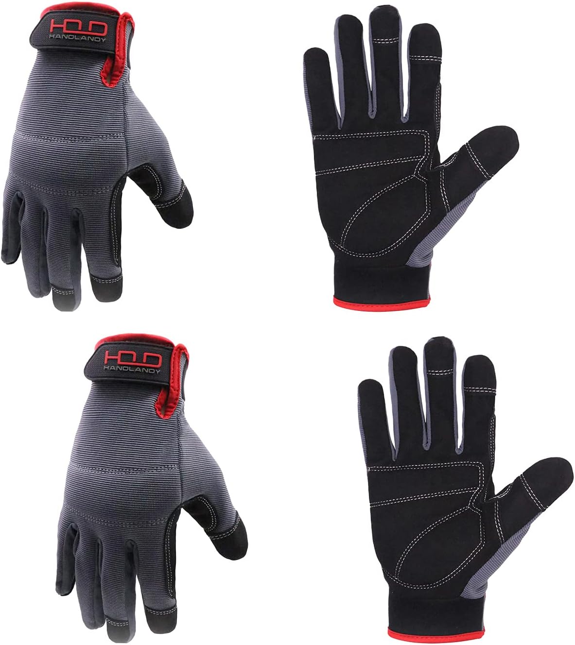 HANDLANDY Work Gloves for Men & Women, Utility Mechanic Working Gloves Touch Screen, Flexible Gardening Gloves for Yard