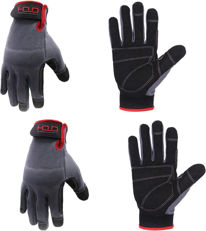 HANDLANDY Work Gloves for Men & Women, Utility Mechanic Working Gloves Touch Screen, Flexible Gardening Gloves for Yard
