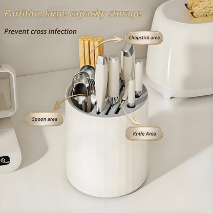 Knife Holder and Utensil Holder - Modern Rectangular Design Universal Knife Block and Kitchen Utensils Organizer for Counter-top Easy Cleaning Detachable Kitchen Knife Storage