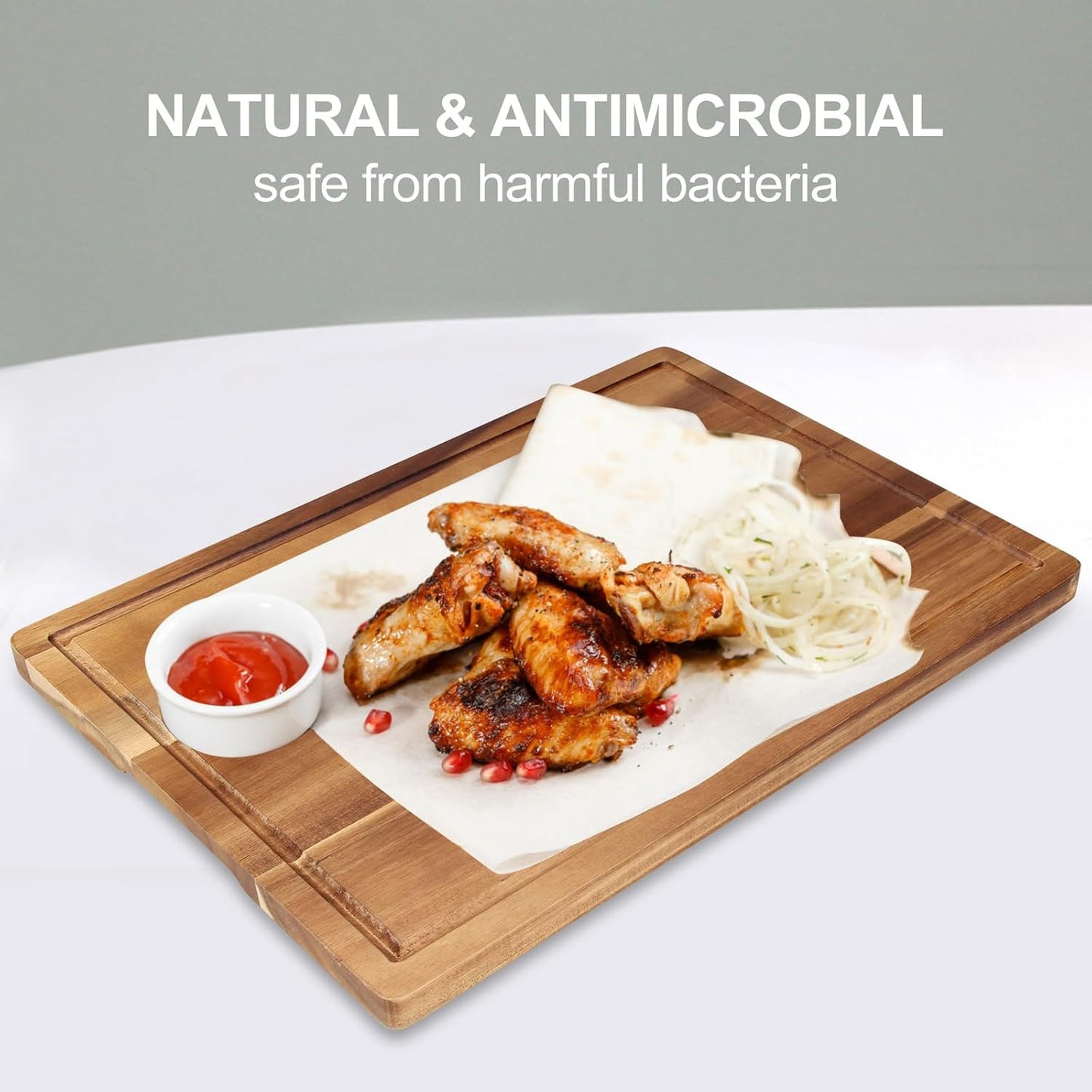 Solid Acacia Wood Cutting Boards for Kitchen Decor Wooden Charcuterie Board Meat Cheese Boards Butcher Block Pizza Bread Serving Board Hardwood Chopping Board Non Toxic Teak Small Cutting Boards