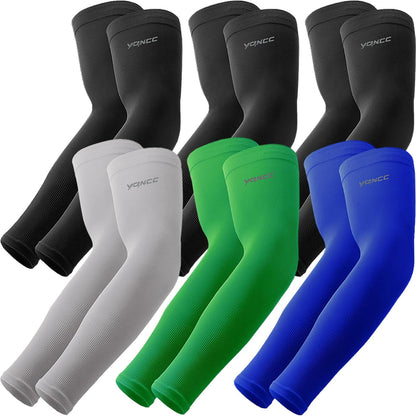 YQXCC 6 Pairs Arm Sleeves for Men Women | UPF 50 Cooling UV Sun Protection | Sports Compression Sleeves