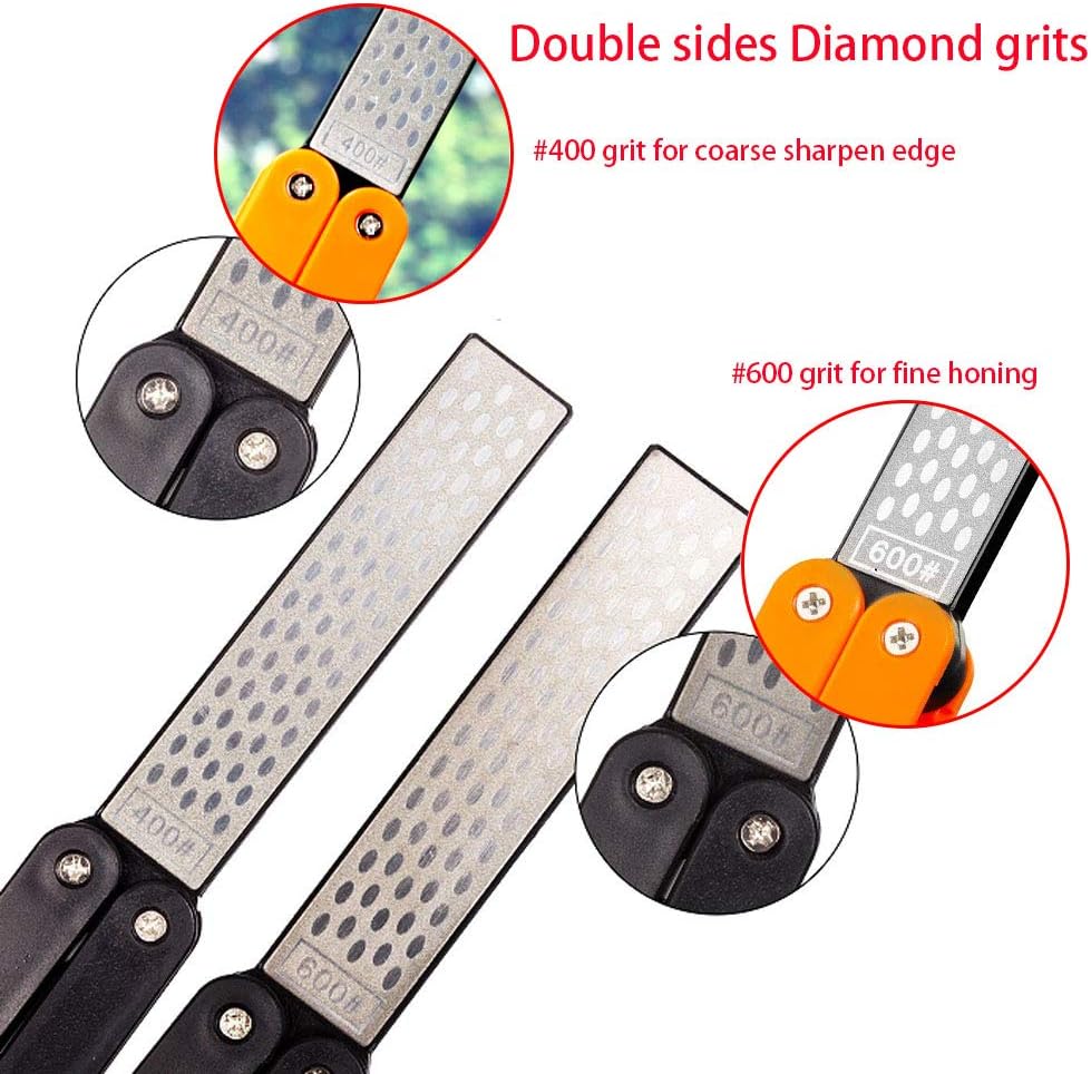 Diamond Knife sharpener Pocket Sharpening Stone #400/600 Double Sides Folding Portable Orange - 1pcs