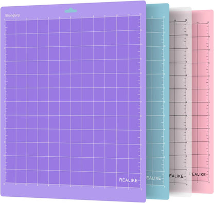 REALIKE 12x12 Lightgrip Cutting Mat Compatible with Cricut Maker 3/Maker 4/Maker/Explore 3/4/Air 2/Air/One(3 Mats), Gridded Adhesive Non-Slip Cut Mat for Crafts, Quilting, Sewing and All Arts