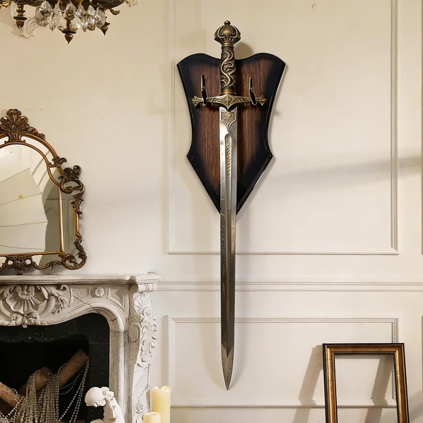 Lesnala 2Pcs Wall Mounted Sword Rack Single Vertical General for Sabre Axe Anime Stand Vertical Display and Decoration Holder Black