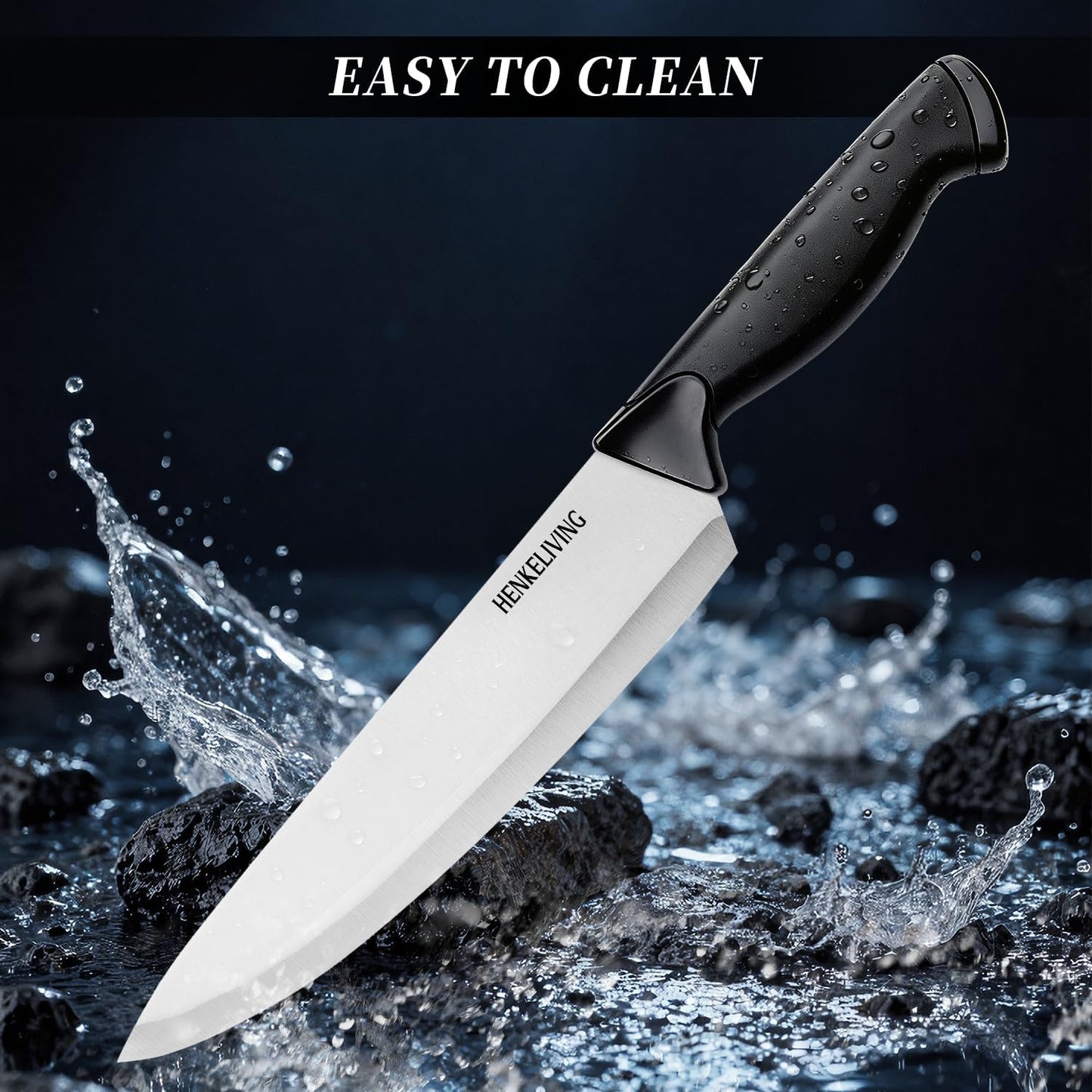 Knife Set, 14-Piece Black Dishwasher Safe Kitchen Knife Block Set with Built-In Sharpener, German High Carbon Stainless Steel Blades, Ultra Sharp Knives with Ergonomic Non-Slip Handles