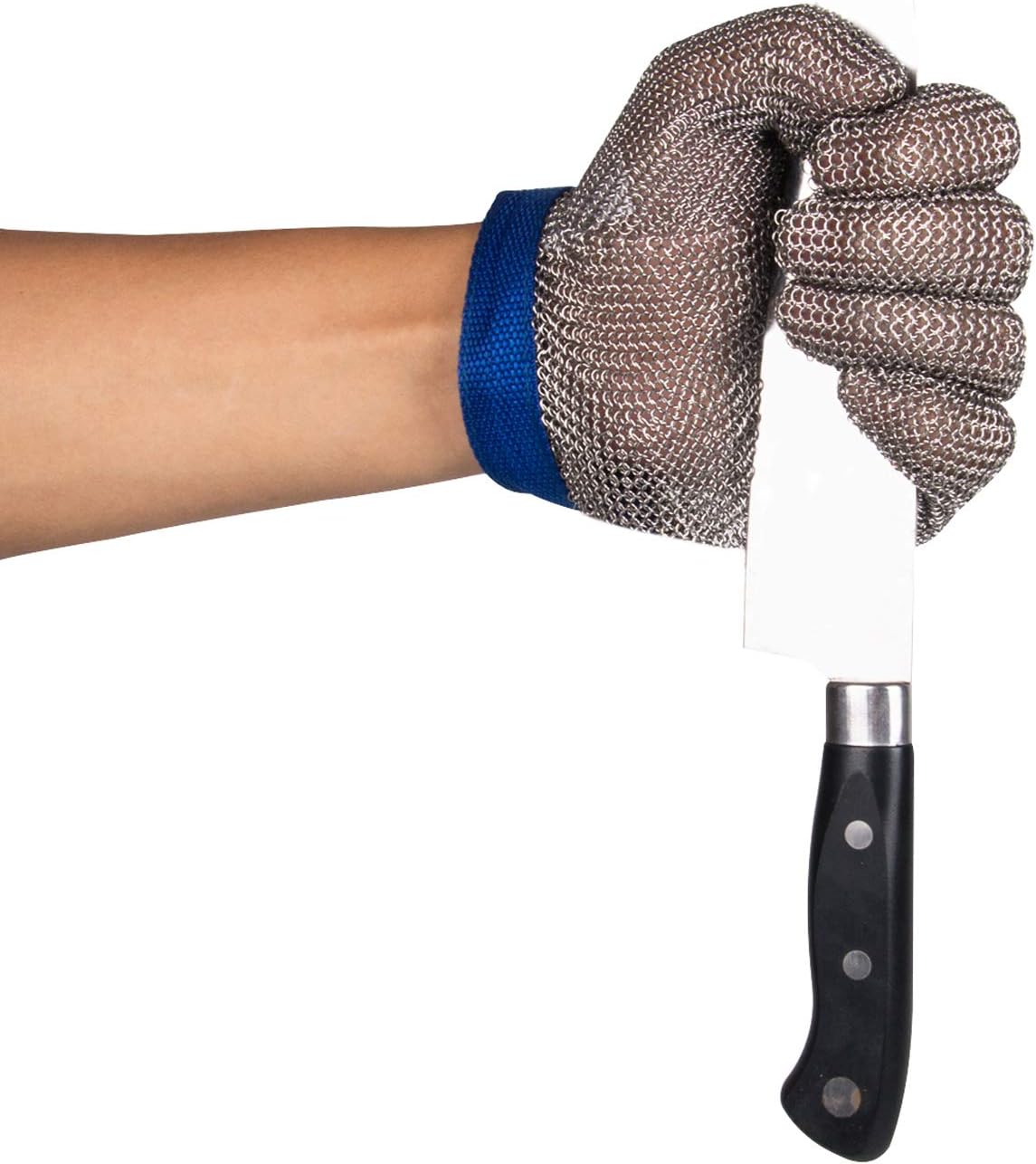 ThreeH Cut Resistant Gloves Stainless Steel 304L Wire Mesh for Cutting Slicing Chopping Meat Processing GL08 S(One piece)