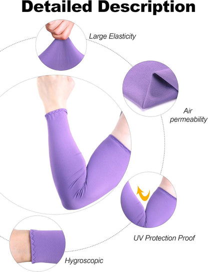 Bememo 16 Pairs Arm Sleeves for Men Women UV Protection Cooling Arm Sleeves Tattoo Sleeve Covers for Arms(Multicolor, Knitted Ice Silk)
