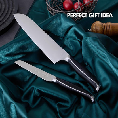 SHI BA ZI ZUO Meat Cleaver Set Chinese Style Patterns 7.09”&6.97" Chef Knife Stainless Steel Professional Kitchen Cleaver And Santoku Knife (Kitchen Knife Set 2 Pcs)