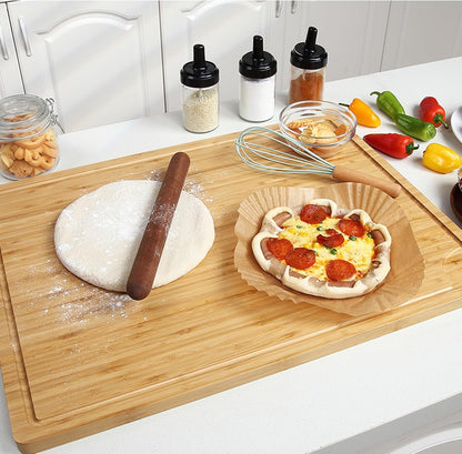 Extra Large Bamboo Wood Cutting Board, 24 x 18 Inch Kitchen Wooden Chopping Board with Juice Groove, Reversible Butcher Block Cutting Board for Meat, Turkey Carving
