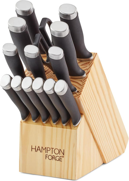 Hampton Forge Epicure True Aqua Knife Block Set, 15 Piece