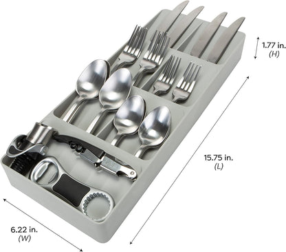 Kitchen Details 2 Tier Knife Drawer Organizer | Holds 11 Knives | Utensil Holder | Knife Block | Storage & Organization | Space Saver | Natural