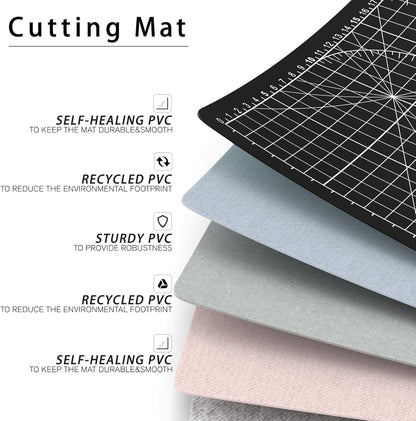 DIYSELF Cutting Mat 8in×6in, Self Healing Cutting Mat, A5 Rotary Cutting Mats for Crafts Sewing Hobby Fabric Project, 5-Ply Craft Cutting Board Double Sided, Craft Mat, Matting & Mounting Materials