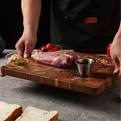 End Grain Cutting Board, 13.4" x 9.4",Acacia Cutting Board,Reversible Wooden Chopping Board, Butcher Block for Kitchen, Multipurpose serving board with Easy Grip Handle for cheese and charcuterie