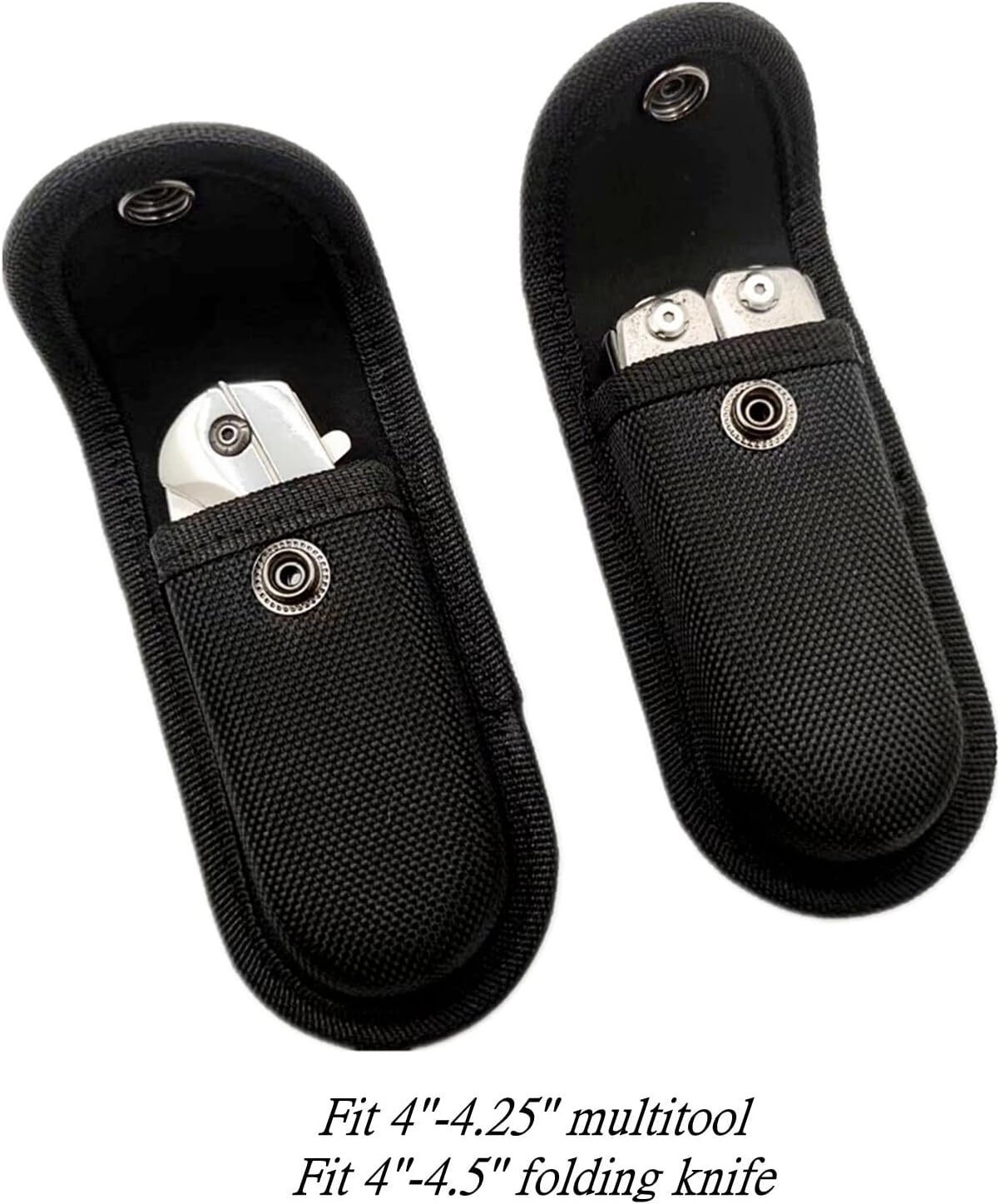 Multitool Belt Sheath for Leatherman, Gerber - Nylon Knife Pouch for Folding Knife - Snap Closure Knife Holder with Horizontally or Vertically Carry Belt Loop