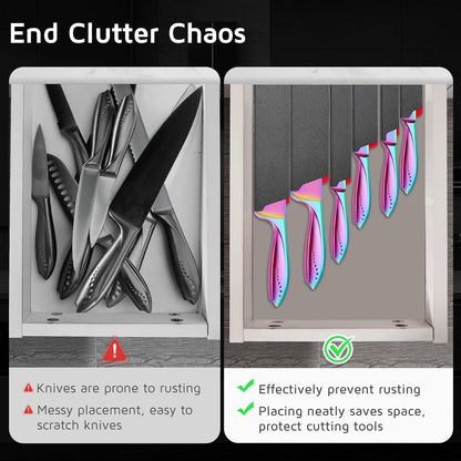 Kitchen Knife Guards Set, Universal Blade Covers, Abs Plastic BPA-Free Blade Protector with Velvet Lining, Professional Kitchen Knife Storage Solution for Home Cooks, Black (2 Pcs)