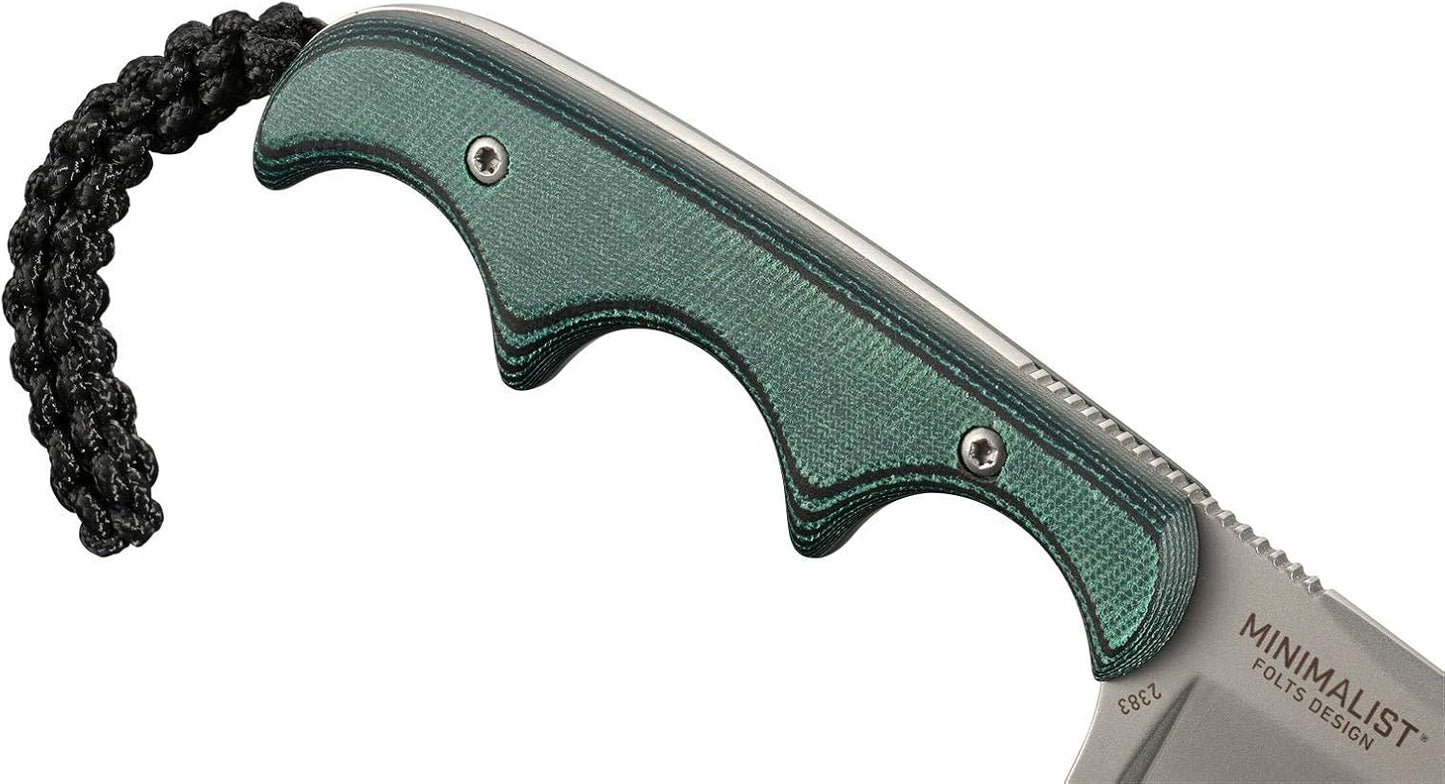 CRKT Minimalist Bowie Outdoor Survival Fixed Blade Knife with Sheath: Stainless Steel Plain Edge Blade, Micarta Handle, 2387