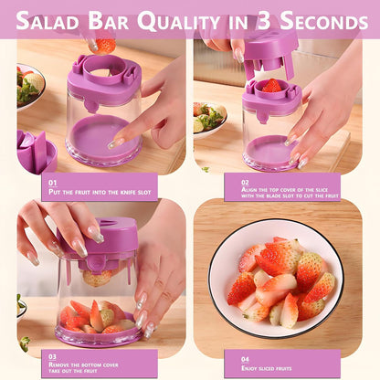 New Grape Cutter for Toddlers, Cutter Quarter Slicer Tool Into 4 Pieces for Slicing Grapes, Strawberries, Cherry, Tomatoes (Pink)