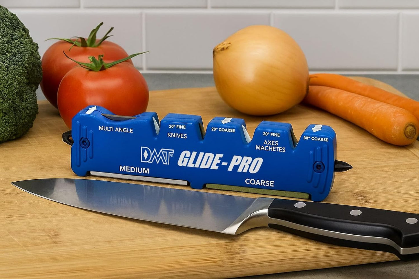 DMT Glide-Pro Multi Tool Blade Sharpener, Coarse/Fine Grinding, Multi-Angle Knife, Machete, and Axe Sharpener with Diamond Sharpening Stone, Tungsten & Ceramic Surfaces, 5.25"L x 1.25"W x 0.5"H