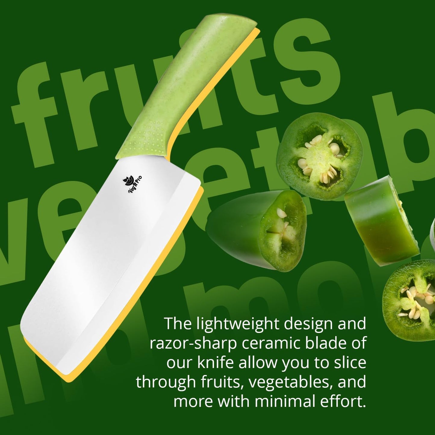Ceramic Knife Set with Ergonomic Handle, Non-Reactive and Professional Chopping Knife Featuring Sharp, Rust-Proof Blades for Cutting Vegetables & Fruits, Durable Ceramic Kitchen Knives Set 6” & 4”
