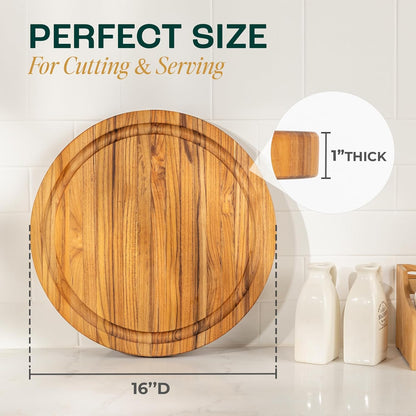 Yes4All Durable Acacia Cutting Boards for Kitchen, [17''Lx13''Wx1.5” Thick] Medium Edge Grain Cutting Board, Pre Oiled Wood Cutting Boards, Thick Chopping Board w/Juice Grooves and Easy Grip Handle