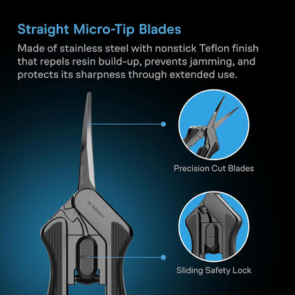 AC Infinity 6.6” Stainless Steel Pruning Shear, Lightweight Ergonomic Design, Straight Precision Blades with Nonstick Teflon Coating for Gardening, Hydroponics, Grow Tents