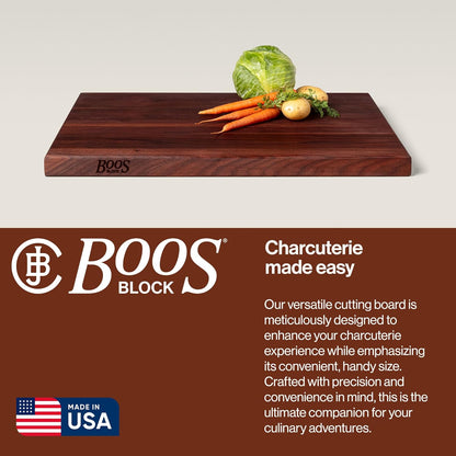 John Boos R-Board Series Rectangular Wooden Maple Cutting Board 20”x15” – 1.5” Thick, 12-lb Reversible Butcher Block with Edge-Grain & Finger Grips – Made in the USA