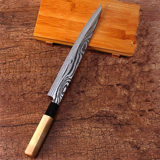 Professional Japanese Chef Knife Sashimi Sushi Salmon Knife One Sided Knifes Sashayed Cooking Knife Sharp Blade Cleaver Slicer Stainless Steel Kitchen Knives Tools (Sashimi Knife(Right-Handed Knife))