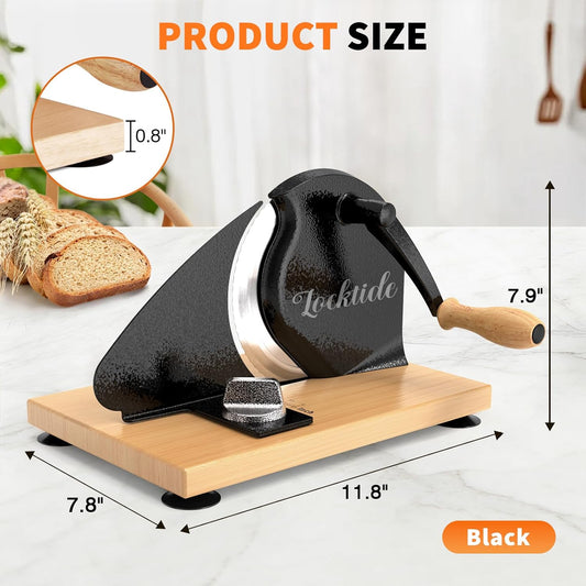 Upgrade Manual Bread Slicer for Homemade Sourdough - Adjustable Thickness & Evenly Slice, Bread Slicer with Scale Lines, Hand Crank, Suction Cups and Bread Guide for Sandwiches, Toast, Bagel, Baguette