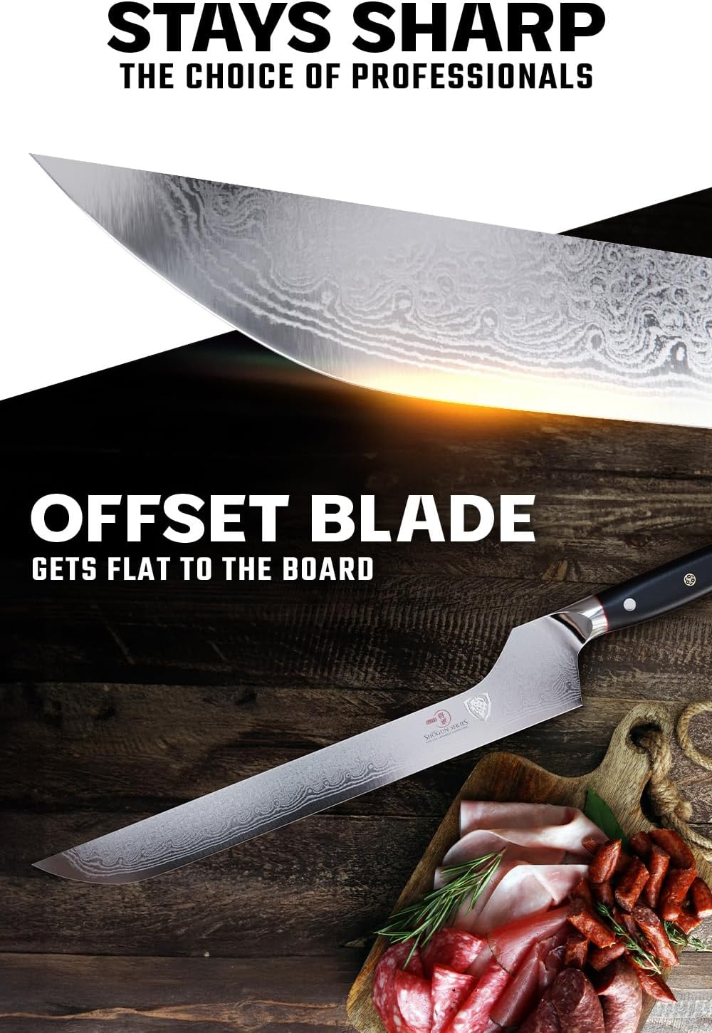 Dalstrong Slicing Carving Knife 12 inch + Boning Knife 6 inch - Shogun Series ELITE - Japanese AUS-10V Super Steel - G10 Handle - Fillet Kitchen Cooking Knife - Sheaths Inlcuded