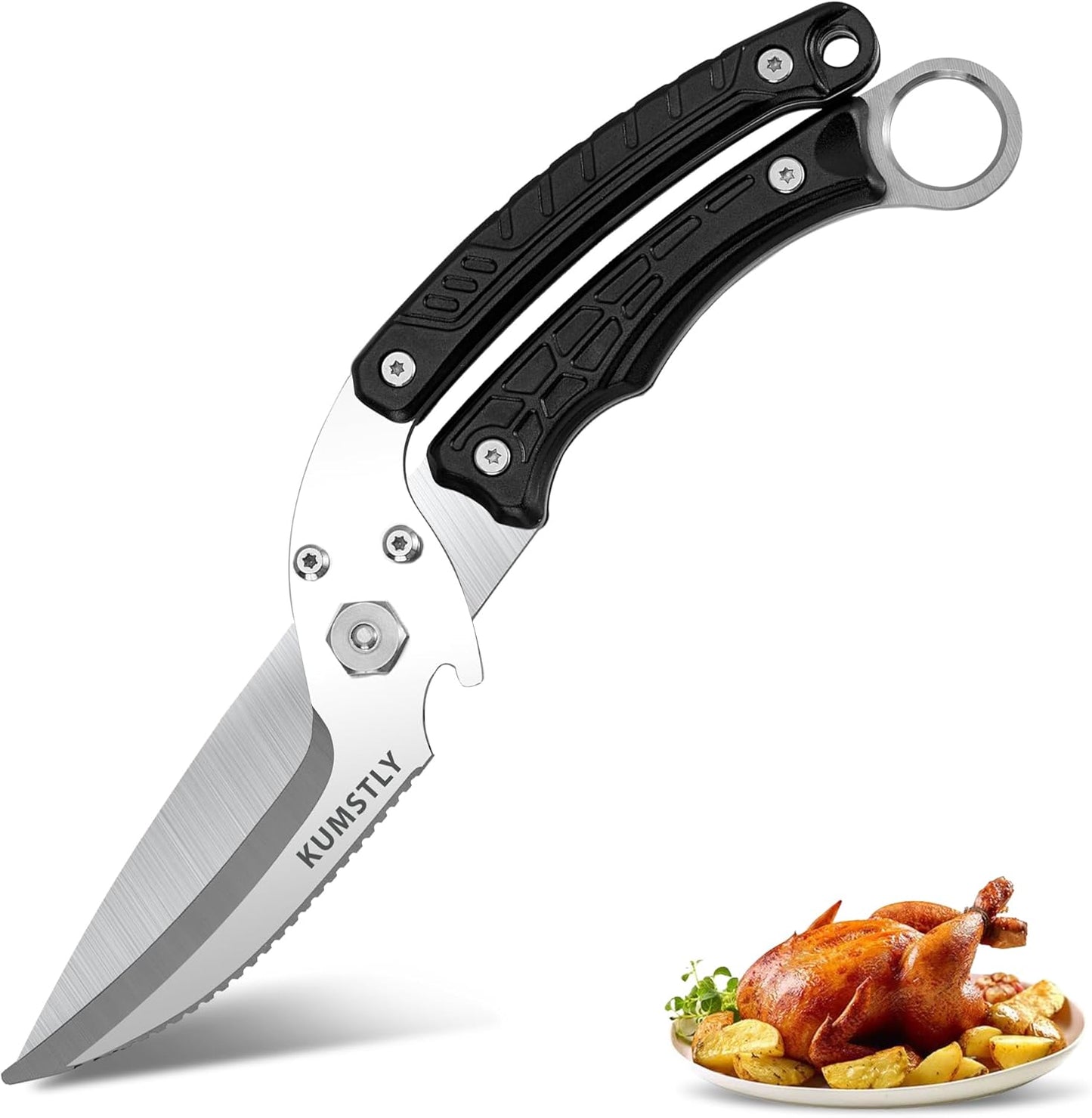 Kitchen Scissors All Purpose Kitchen Shears Heavy Duty for Cutting Chicken, Turkey, Meat, Bones, Vegetables Stainless Steel Spatchcock Shears Multipurpose Food Scissors