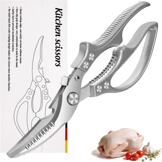 Kitchen Scissors for Food,Heavy Duty Poultry Shears with Non-Slip Handle & Safety Lock,All Purpose Stainless Steel Meat Scissors of Chicken,Fish