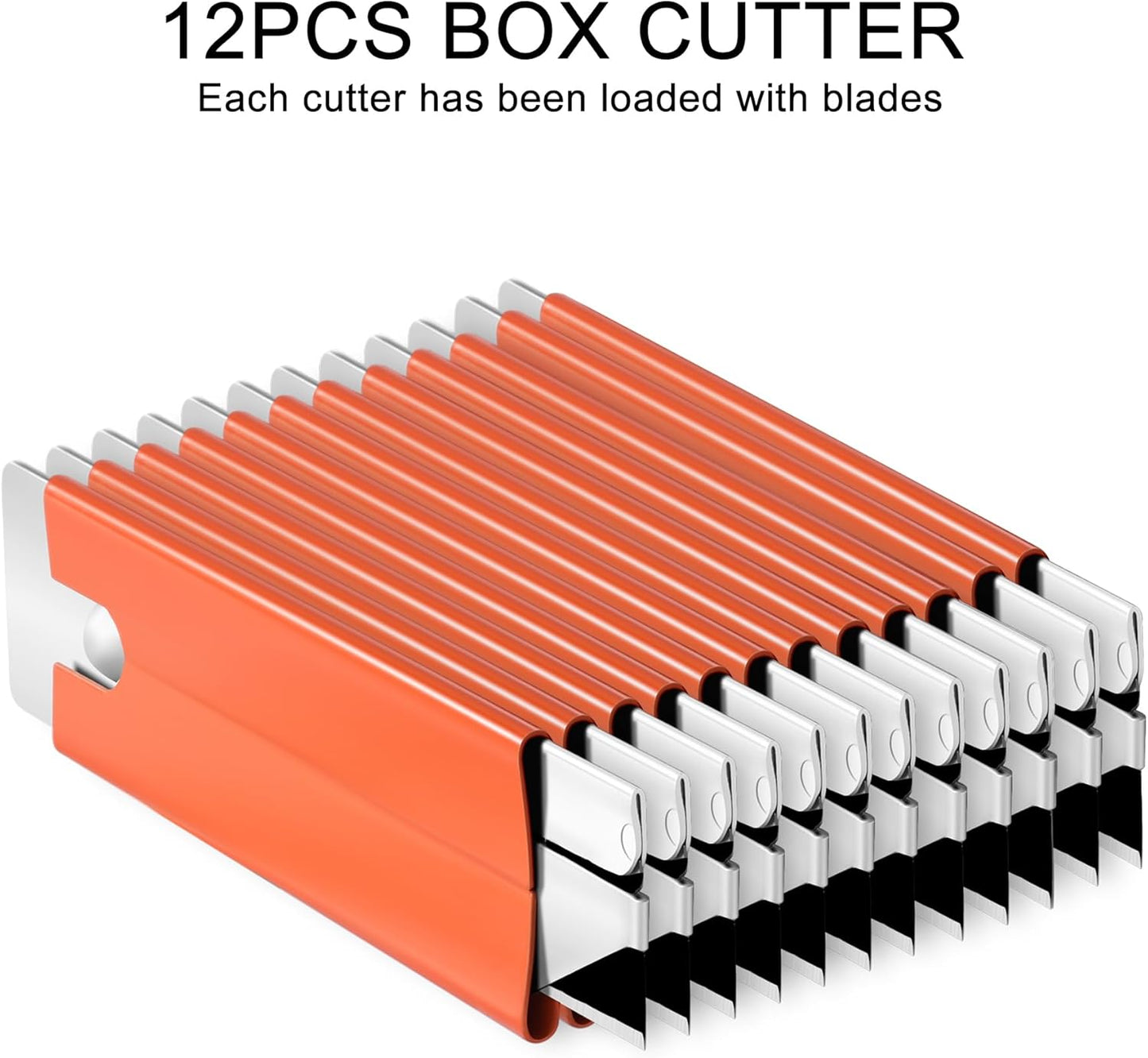 REXBETI 12 Pack Box Cutter, Retractable Cardboard Cutter, Razor Blade Scraper, Handy Box Opener, More Sharp Single Edge Razor Blade Box Cutter Set for Packages Papers and Boxes, Antirust Utility Knife