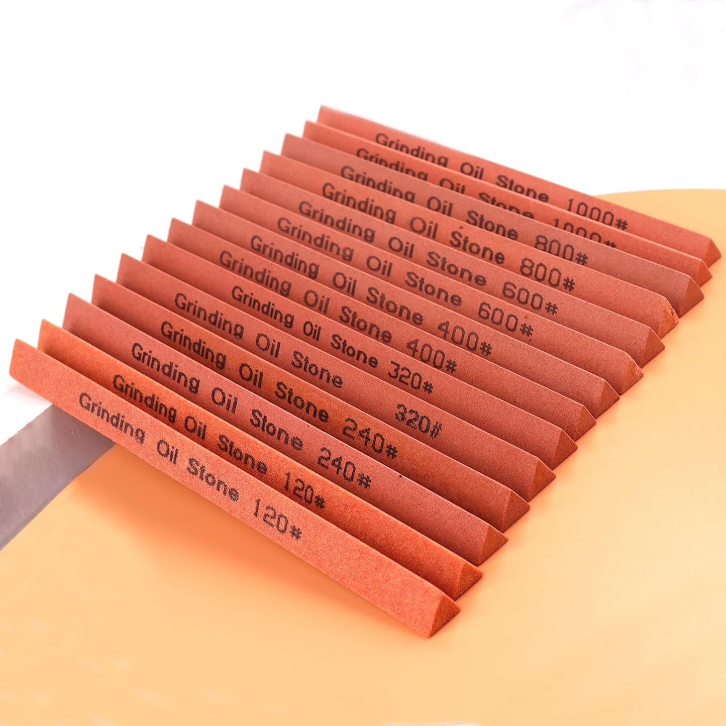 Sharpening Stone Set,16pcs Triangle Sanding Sticks Knife Whetstone Set White Corundum Oil Stone for Knife,Most Bladed&Moldel-120#,240#,320#, 400#,600#,800#,1000#,1200#