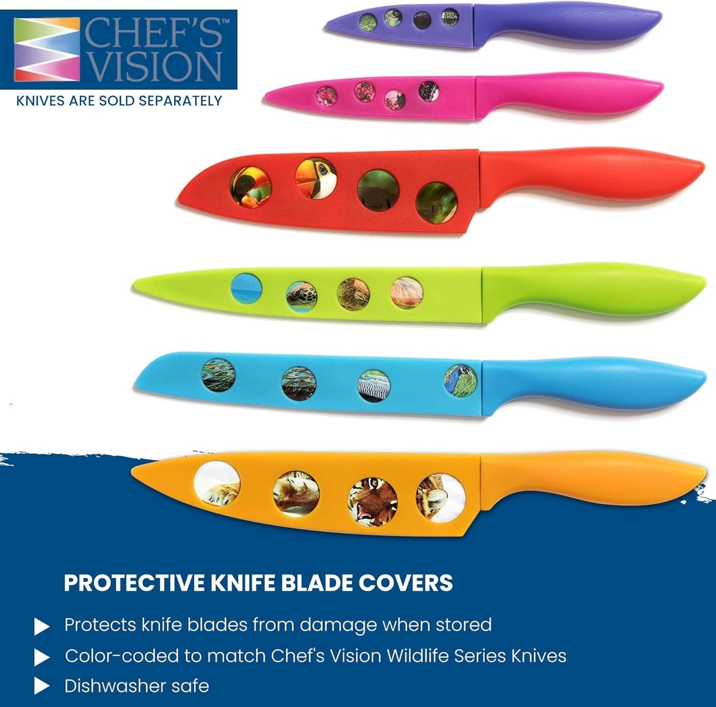 CHEF'S VISION Landscape Knife Blade Covers - Premium Kitchen Knife Guards - Protect your Knives With Stylish Knife Sheaths - Durable and Protective Knife Sleeves - Knives not Included