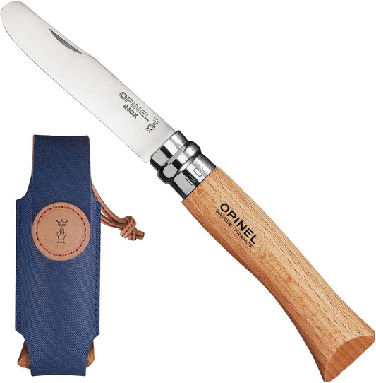 Opinel My First Opinel No.7 Box Set with Sheath - Stainless Steel Children’s Folding Pocket Knife with Safety Rounded Tip