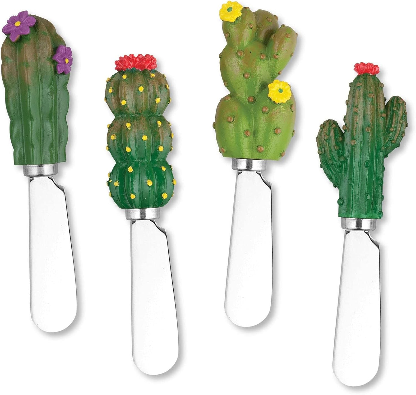 Supreme Housewares Western Cowboy Boot Cheese Spreaders, Hand-Painted Resin Handles with Stainless Steel Blades for Spreading Cream Cheese, Butter, and Jam, Assorted Designs, Set of 4