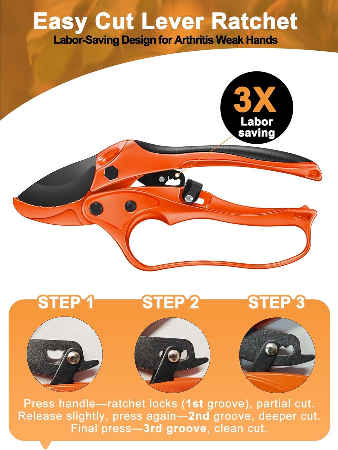 6.7" Lightweight Pruning Scissors, Garden Snips with Straight Stainless Steel Blades and Needle Point Tip, Gardening Trimmers for Flower stems, Herbs, Small Plants, Buds