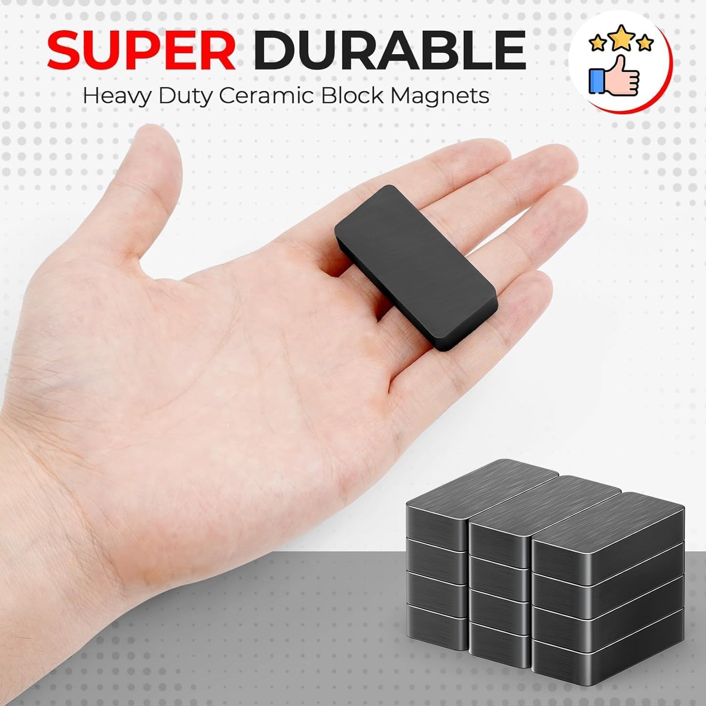 Grtard 12 Pack Heavy Duty Ceramic Magnets Strong, 1 7/8" x 7/8" x 3/8" Rectangular Ferrite Industrial Magnets, Grade 8, Black Ceramic Blocks Magnet for Crafts, DIY, Science, Fridge, Hanging Tools
