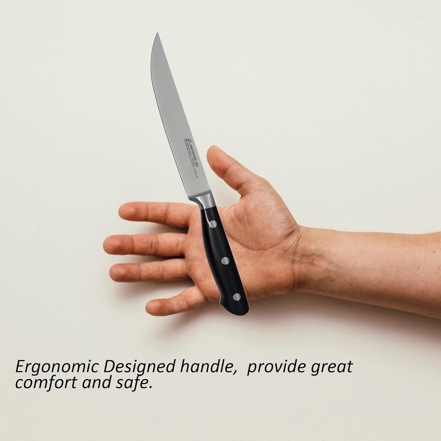 Serrated Utility Knife - MATTSTONE HILL 4.7" Kitchen Knife, German Stainless Steel Vegetable Knife, Paring Knife, Triple Rivet Handle