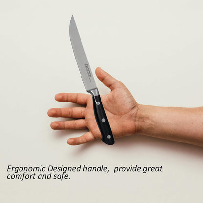 Serrated Utility Knife - MATTSTONE HILL 4.7" Kitchen Knife, German Stainless Steel Vegetable Knife, Paring Knife, Triple Rivet Handle