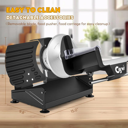 CGOLDENWALL Meat Slicer, 220W Electric Deil Food Slicer with 2 Removable 7.5" Blades, 4/5" Adjustable Thickness, Food Slicer Machine for Home Cutting Meat Cheese Bread Vegetables, 110V CE