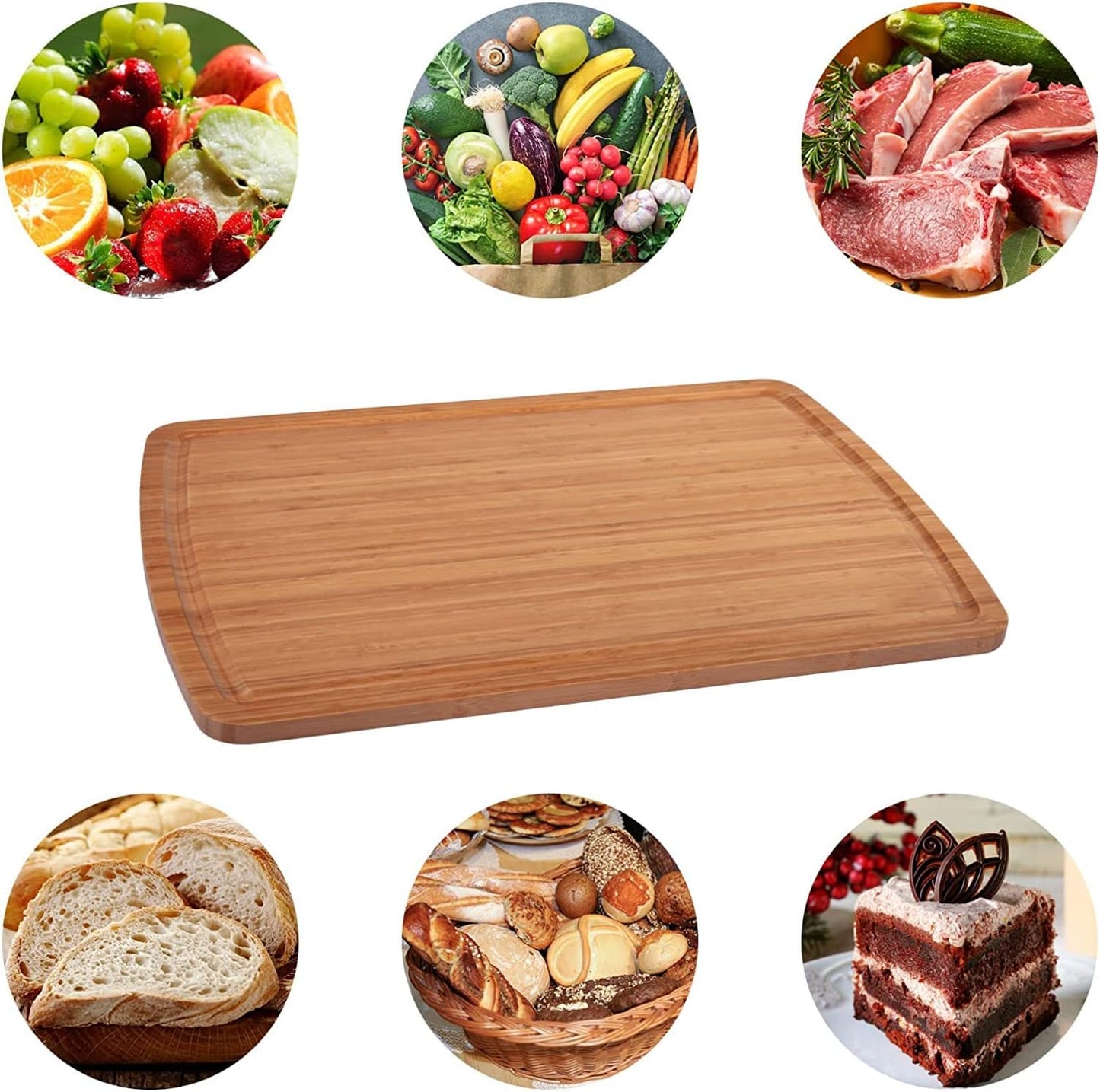 Extra Large Bamboo Wood Cutting Board, 24 x 18 Inch Kitchen Wooden Chopping Board with Juice Groove, Reversible Butcher Block Cutting Board for Meat, Turkey Carving