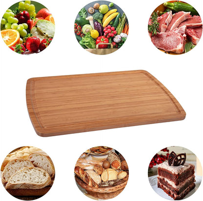 Extra Large Bamboo Wood Cutting Board, 24 x 18 Inch Kitchen Wooden Chopping Board with Juice Groove, Reversible Butcher Block Cutting Board for Meat, Turkey Carving