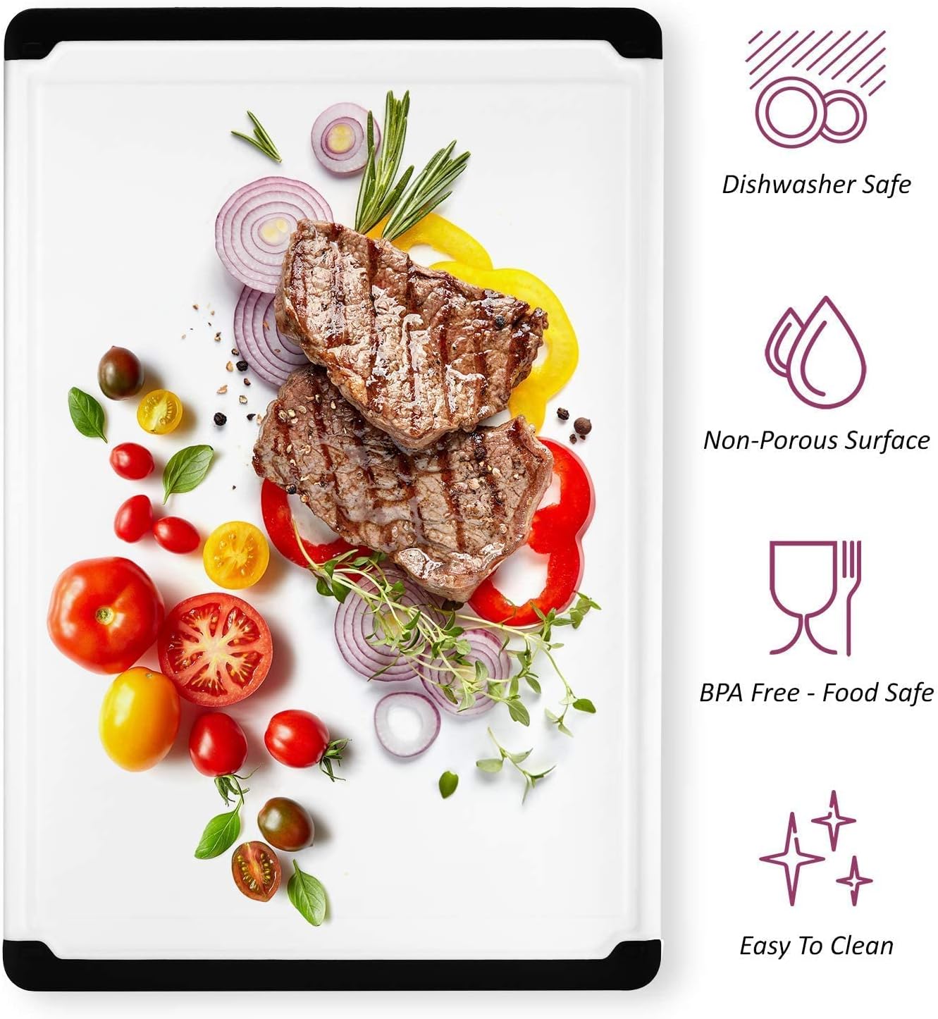 Extra Large Plastic Cutting Board for Kitchen - 18 Inch Dishwasher Safe Cutting Board, Reversible Chopping Board with Juice Groove + Non Slip Feet for Meat, Fruit, Vegetables, Meal Prep by Belwares