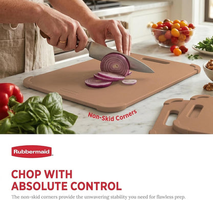 Rubbermaid 3pc Reversible Wheat Fiber Cutting Board Set | BPA Free Cutting Boards for Kitchen – Dishwasher Safe, Non-Slip Corners & Lightweight | Large Cutting Board for Meat, Veggies & Fruits