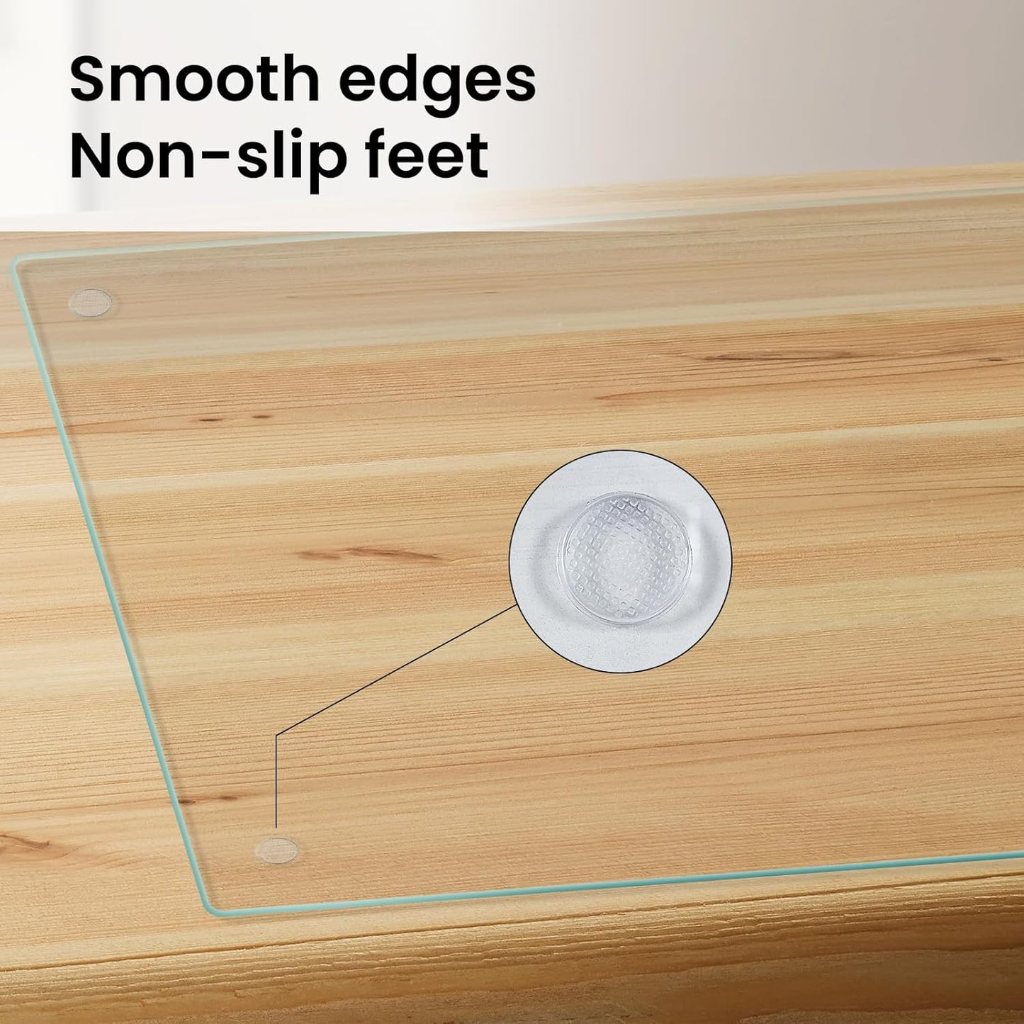 Mymonfif Tempered Glass Cutting Board for Kitchen, Clear Glass Board for Countertop, Heat Resistant, with Non-Slip Feet, 12x16" & 12x8" 2 Pcs Clear