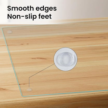 Mymonfif Tempered Glass Cutting Board for Kitchen, Clear Glass Board for Countertop, Heat Resistant, with Non-Slip Feet, 12x16" & 12x8" 2 Pcs Clear